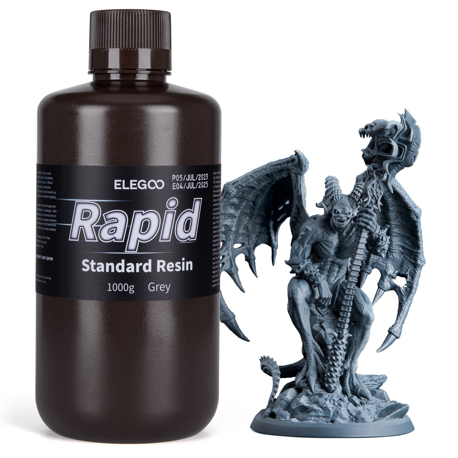 ELEGOO RAPID Photopolymer Resin 405nm UV Curing Resin for LCD 3D Printers,  Fast Curing, High Precision, Grey, 1000g – ELEGOO Official