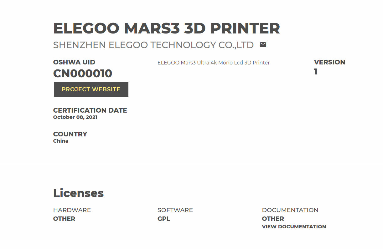 Open Source Files for ELEGOO Mars 3 Ultra 4k Mono LCD 3D Printer