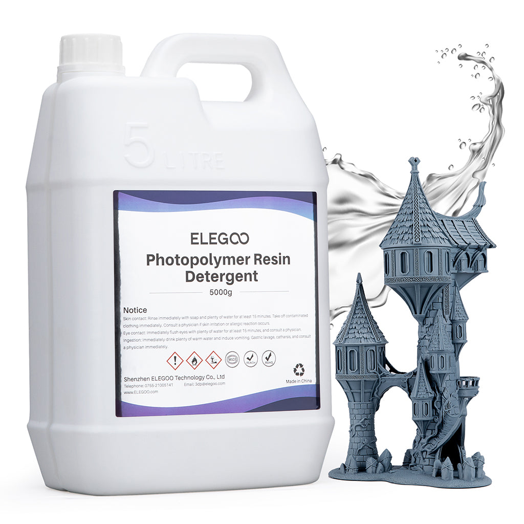 ELEGOO Photopolymer Resin Detergent 5KG With Resin Model