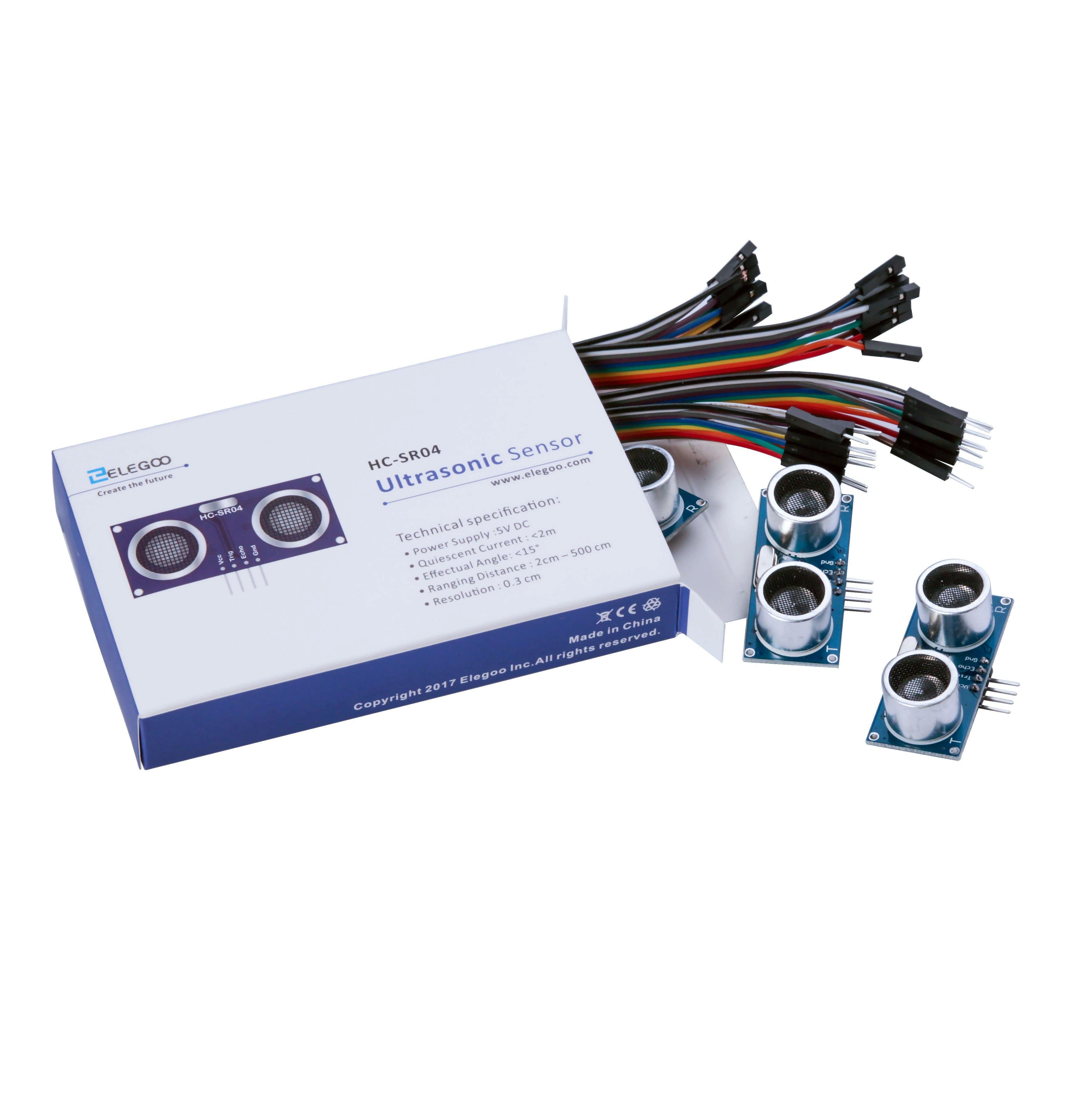 ELEGOO Ultrasonic Distance Sensor Module Kit (Pack of 5, HC-SR04) for ...