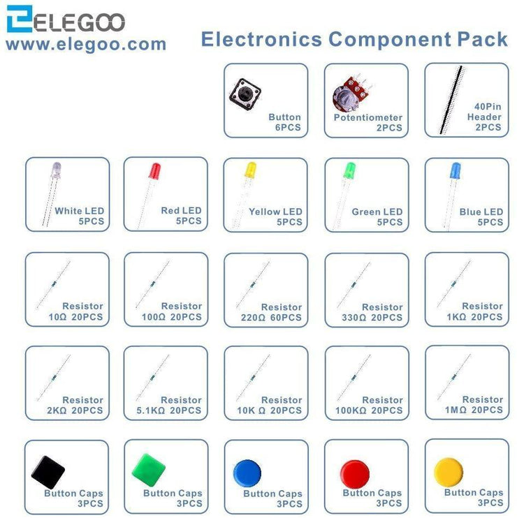 ELEGOO Upgraded Electronics Fun Kits (4 Versions) for Arduino ...